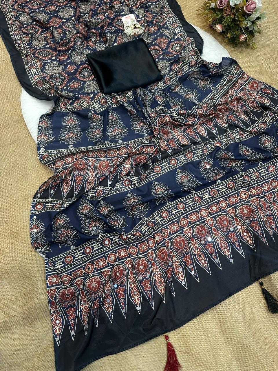 Crepe Silk Sarees - Printed Sarees   BM40