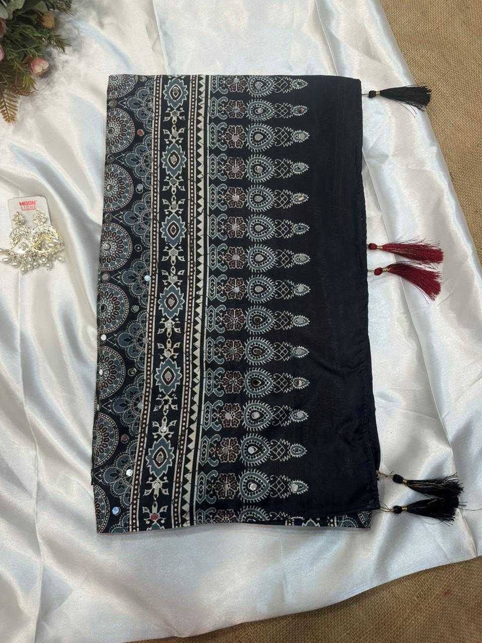 Crepe Silk Sarees - Printed Sarees   BM40