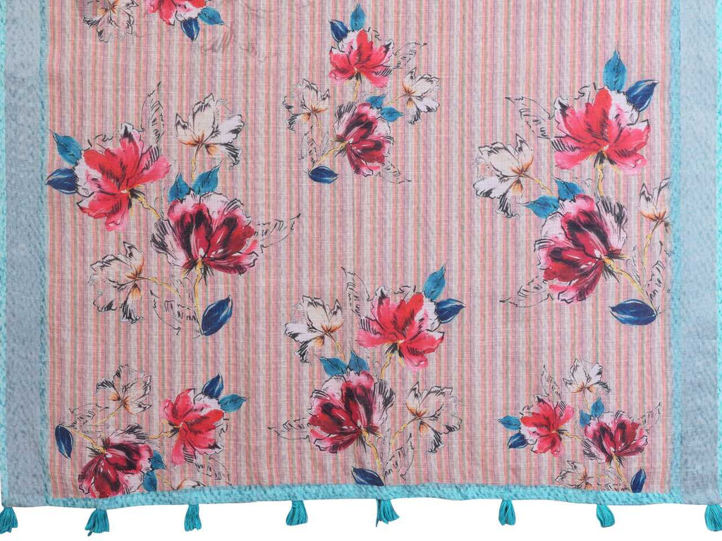 Printed Sarees - Cotton Linen Sarees BM54