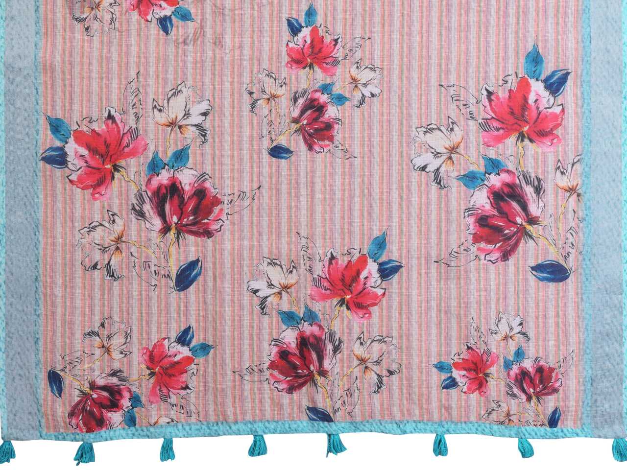 Printed Sarees - Cotton Linen Sarees BM54
