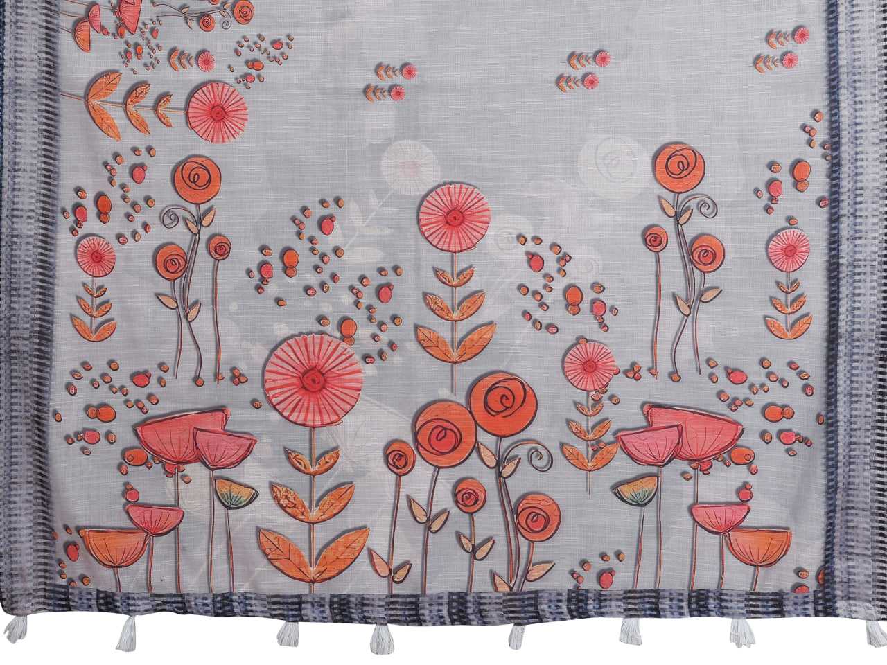 Printed Sarees - Cotton Linen Sarees BM50