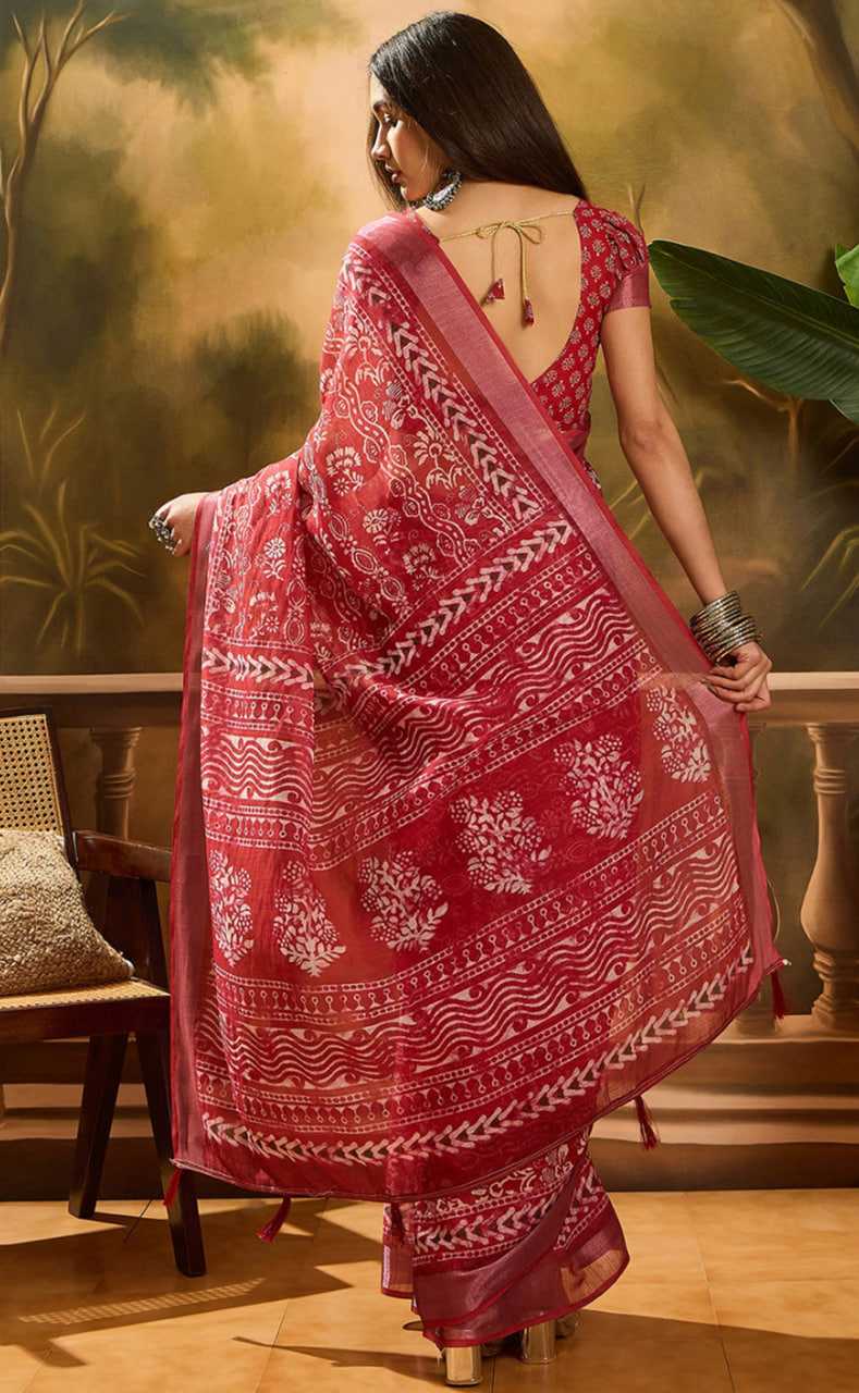 Printed Sarees - Cotton Linen Sarees BM44