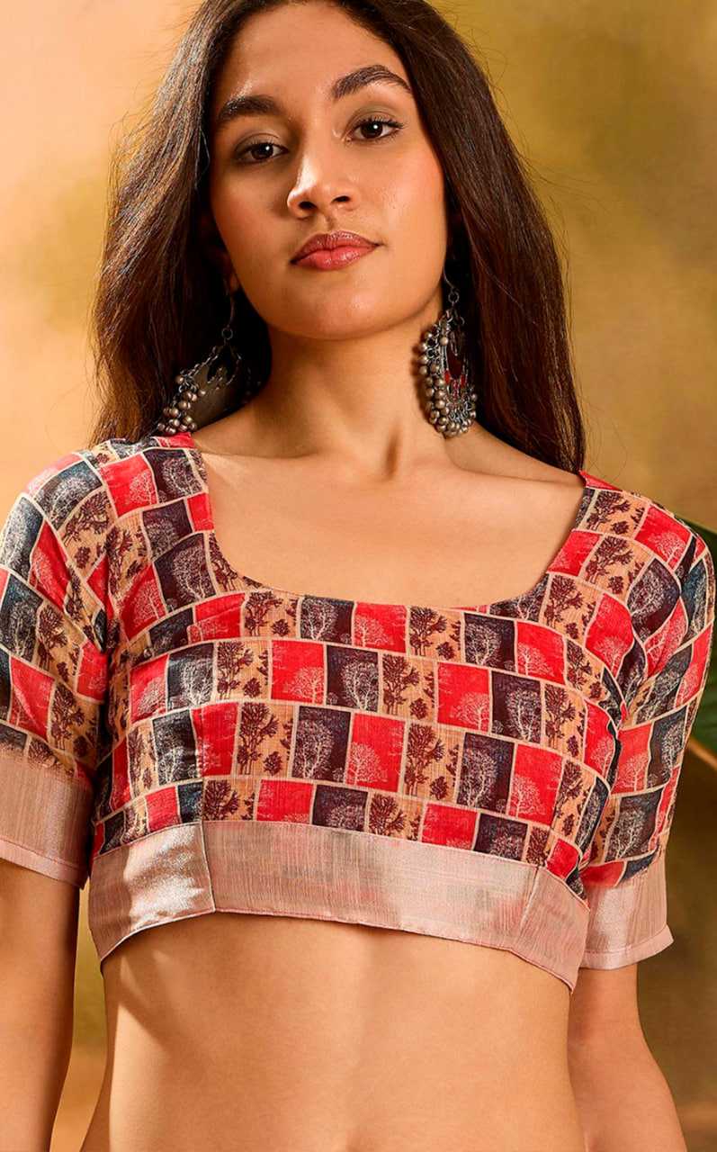 Printed Sarees - Cotton Linen Sarees BM45