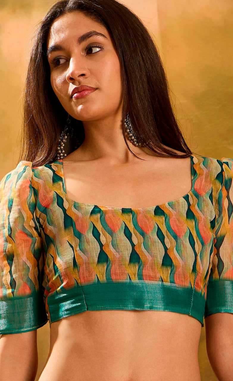 Printed Sarees - Cotton Linen Sarees BM46