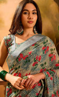 Printed Sarees - Cotton Linen Sarees BM47